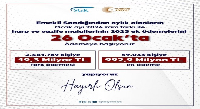 Emekli Sandığı ilk ödemeleri 26 Ocak'ta