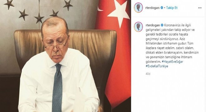 Erdoğan'dan korona virüs paylaşımı