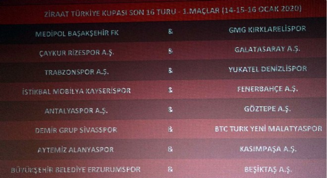 Erzurumspor Beşiktaş'la eşleşti