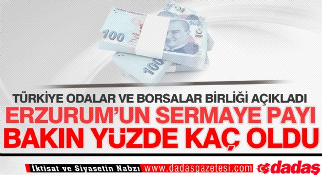 Erzurum'un sermaye payı bakın yüzde kaç oldu