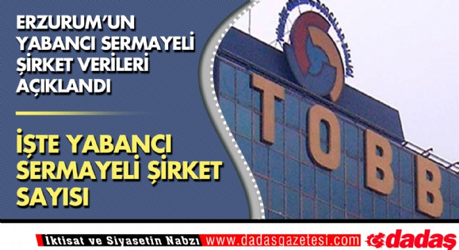 Erzurum'un yabancı sermayeli şirket verileri açıklandı