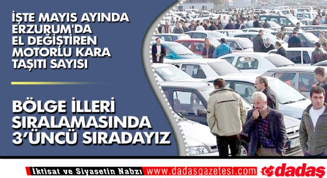 Mayıs ayında Erzurum'da bakın kaç motorlu kara taşıtı el değiştirdi