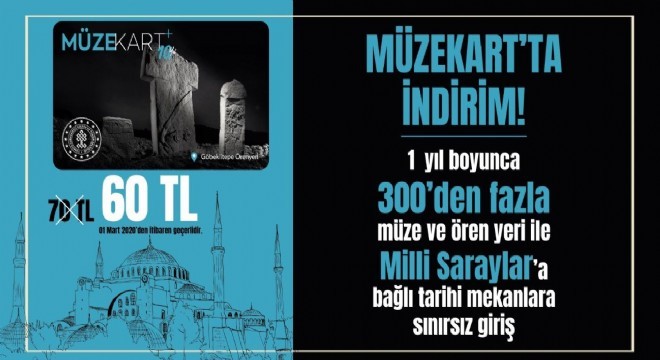 Müzekart 1 Mart'tan itibaren 60 TL