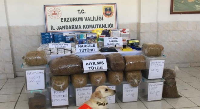 Narman'da kaçak tütün operasyonu
