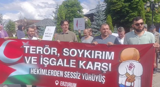 Sağlık çalışanları Gazze için yürüdü
