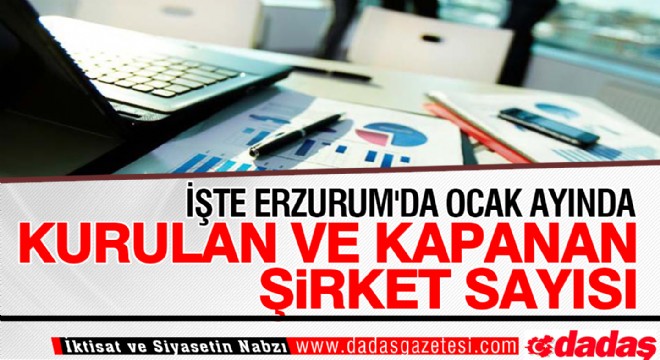 İşte Erzurum'da Ocak Ayında kurulan ve kapanan şirket sayısı